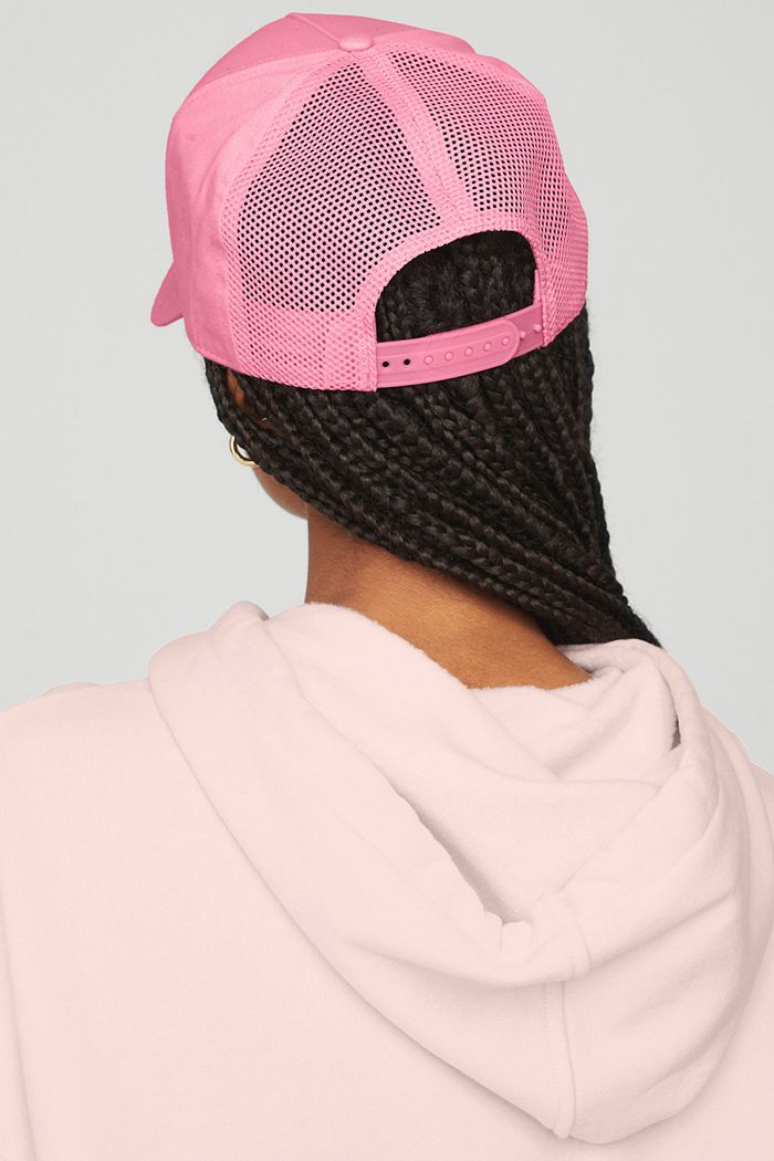 Pink Alo Yoga District Trucker Women's Hats | 87146HNXT