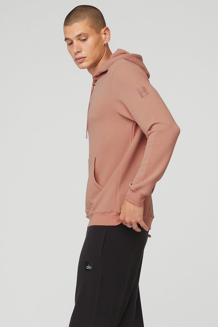 Pink Alo Yoga Micro Waffle Fast Break Men's Hoodie | 74106EIMK