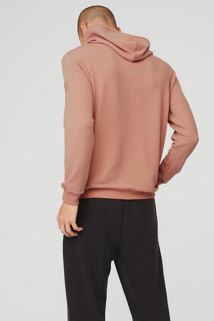 Pink Alo Yoga Micro Waffle Fast Break Men's Hoodie | 74106EIMK