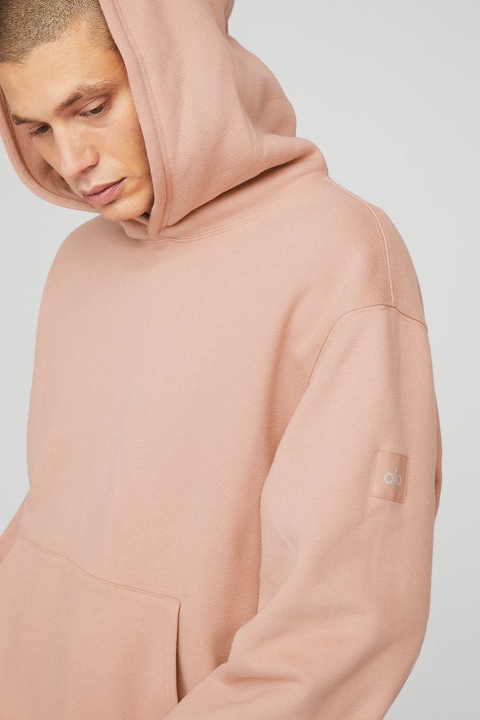 Pink Alo Yoga Renown Men's Hoodie | 84617XVYK