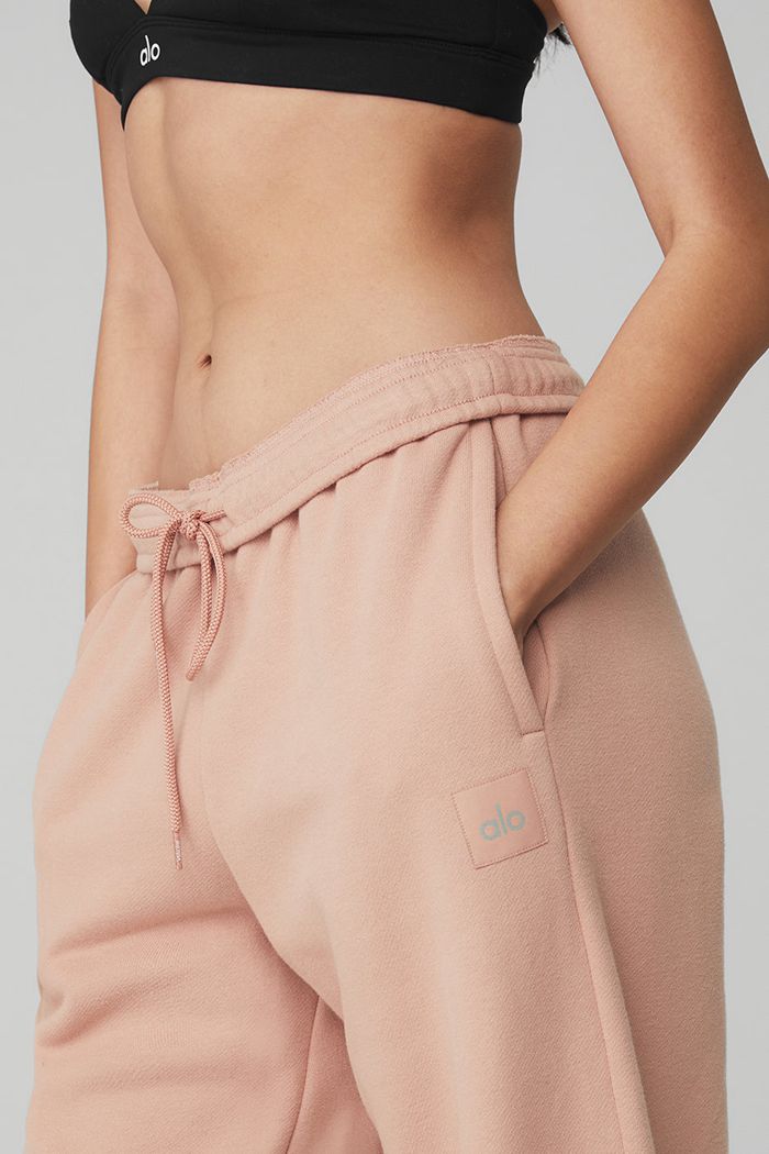 Pink Alo Yoga Renown Sweat Women's Pants | 85973RGXB