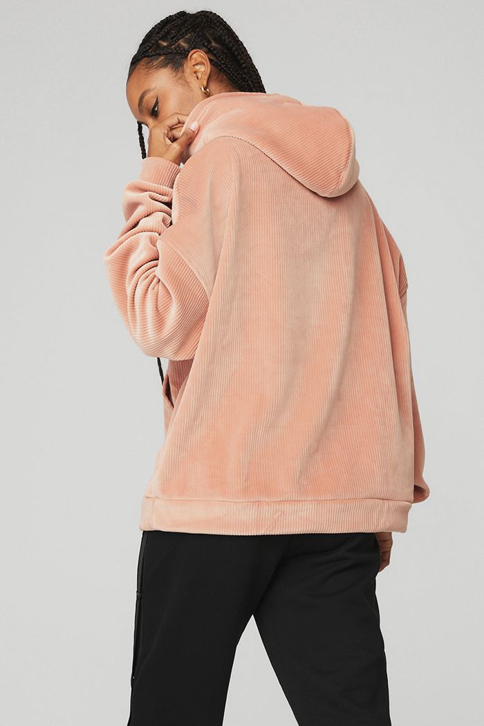 Pink Alo Yoga Velour Baller Women's Hoodie | 32856VPEM