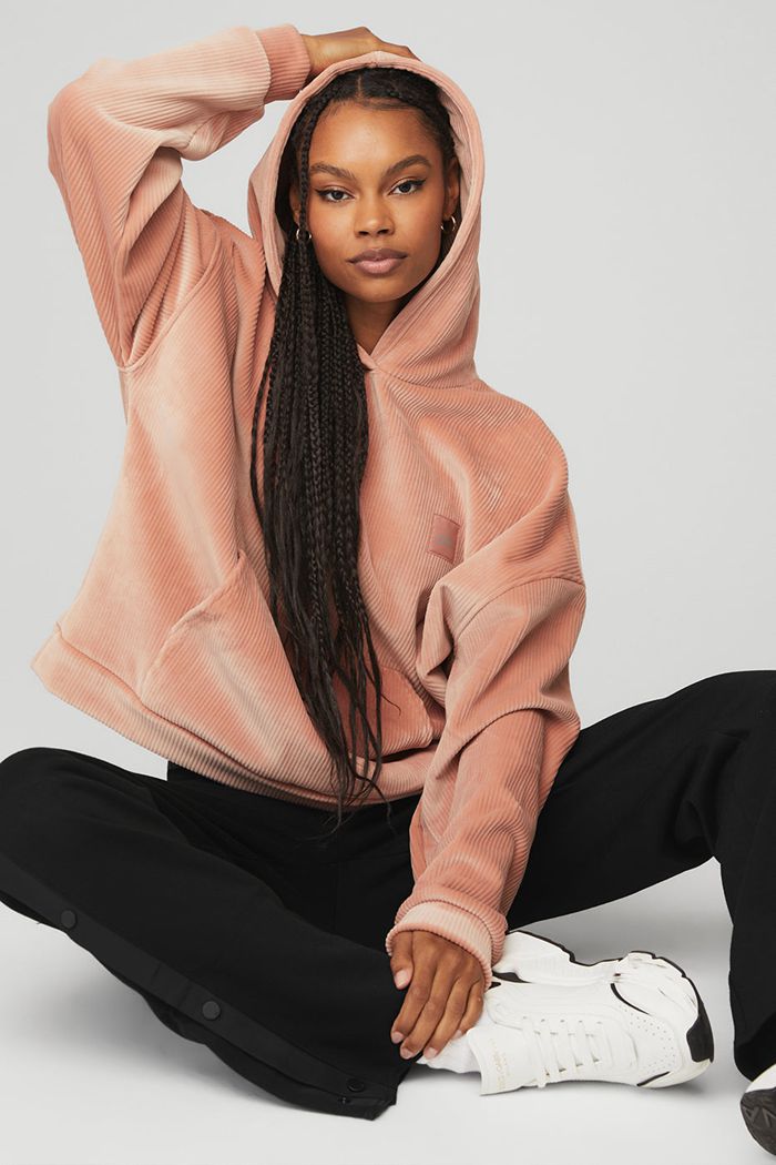 Pink Alo Yoga Velour Baller Women's Hoodie | 32856VPEM