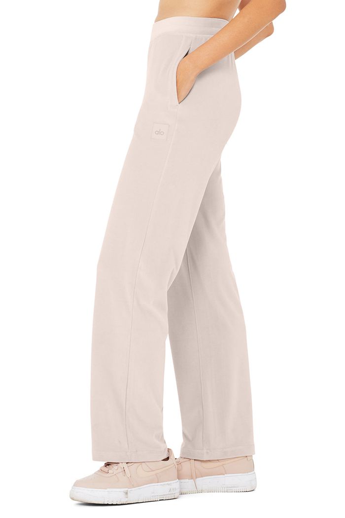 Pink Alo Yoga Velour High-Waist Glimmer Wide Leg Women's Pants | 03758EDIO