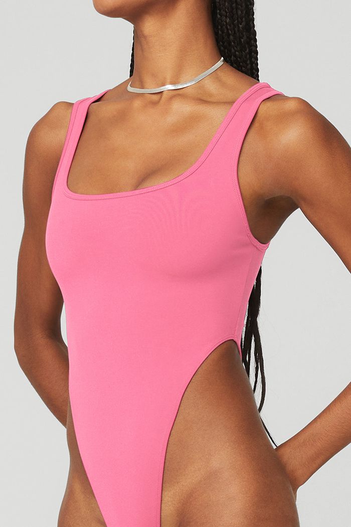 Pink Fuchsia Alo Yoga Airbrush Hot Shot Women's Bodysuit | 30859BFLY