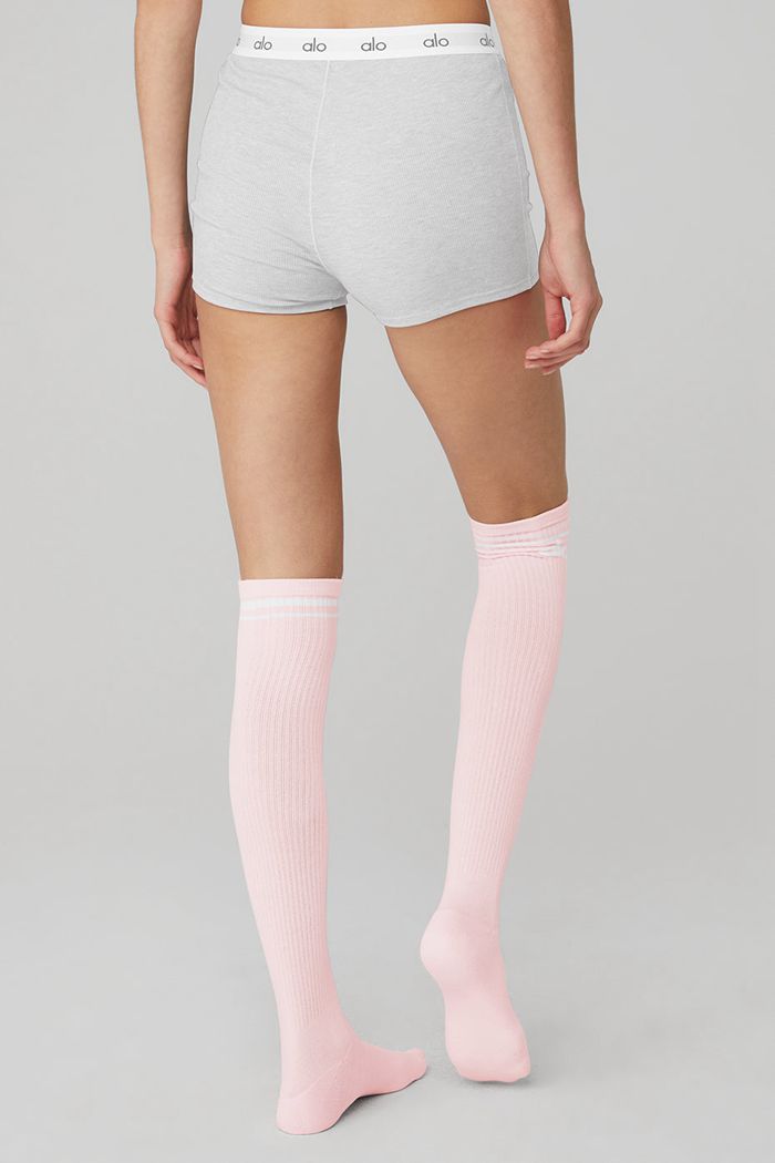 Pink White Alo Yoga Knee-High Throwback Women's Socks | 10684SWAL