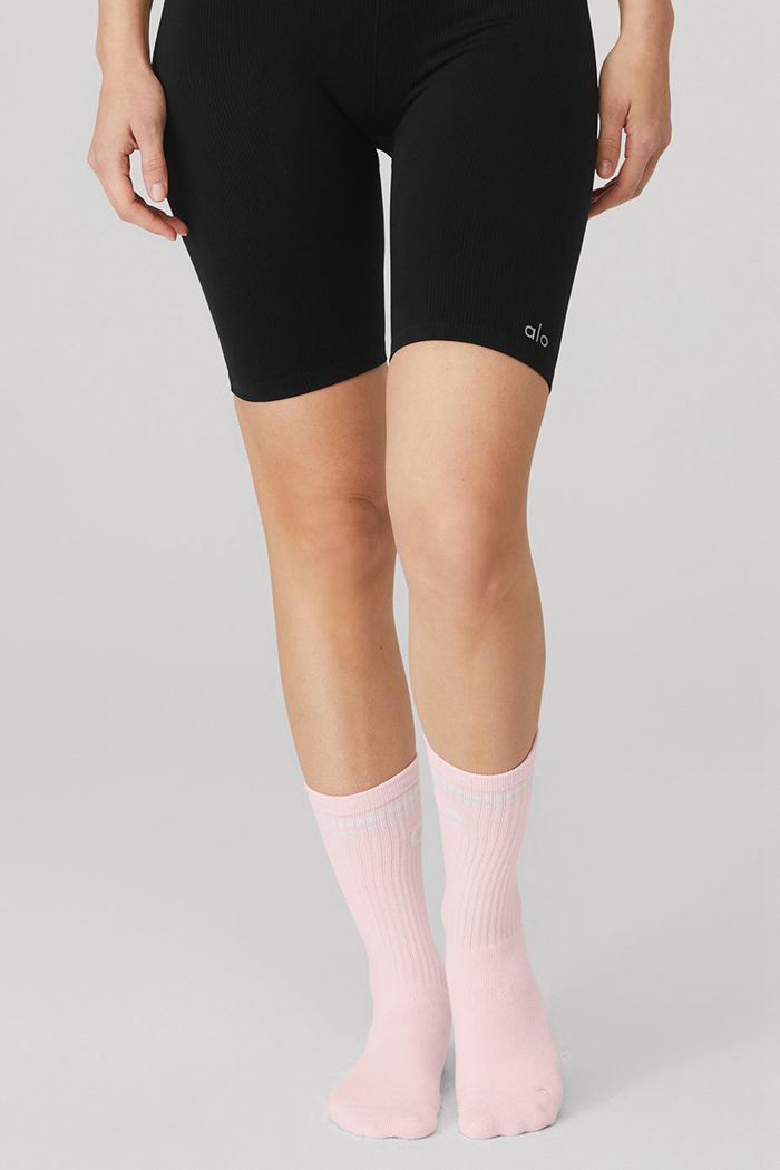 Pink White Alo Yoga Throwback Barre Women's Socks | 37256WRIV