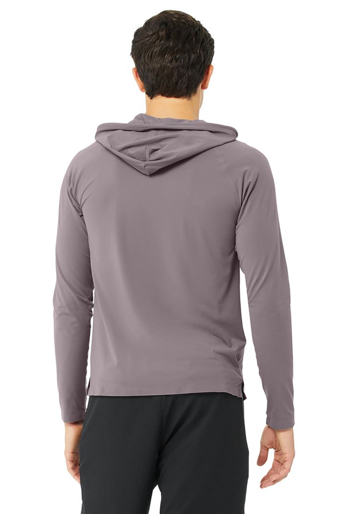 Purple Alo Yoga Idol Hooded Runner Men's Hoodie | 19257KHMY