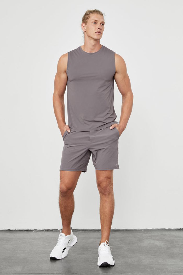 Purple Alo Yoga Idol Performance Men's Tank Tops | 18697BJKA