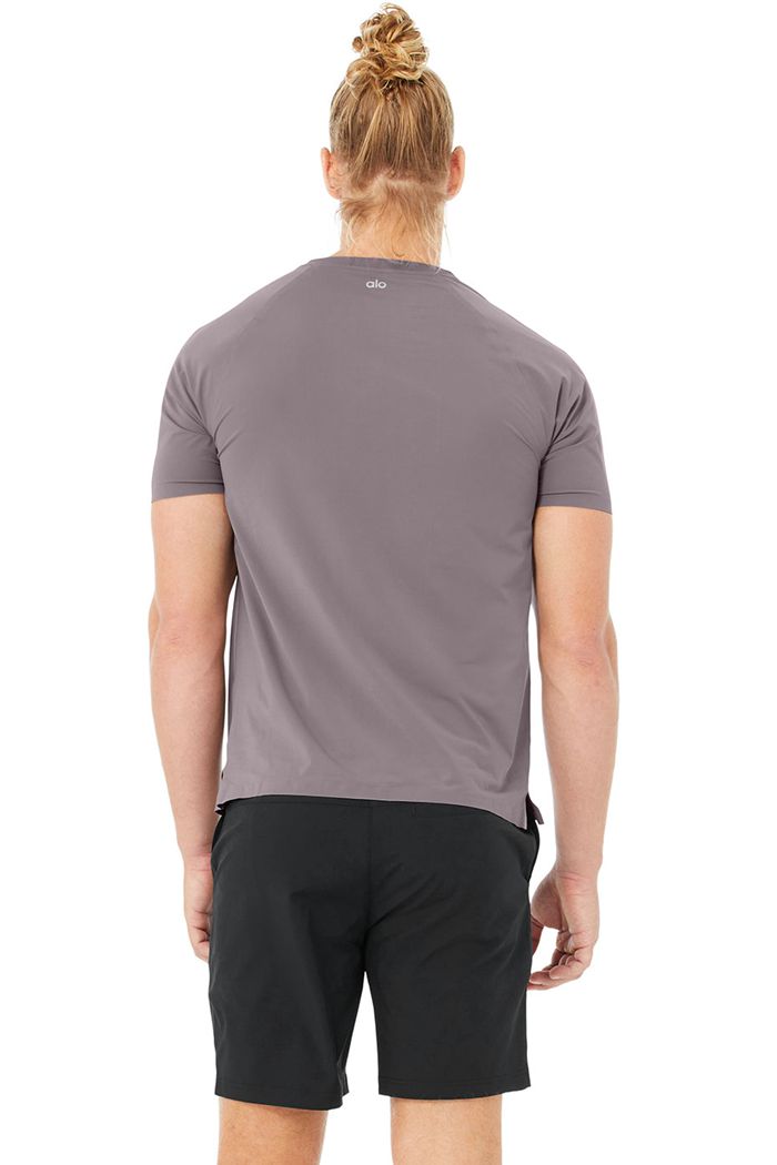 Purple Alo Yoga Idol Performance Tee Men's Short Sleeve | 64912DMBU