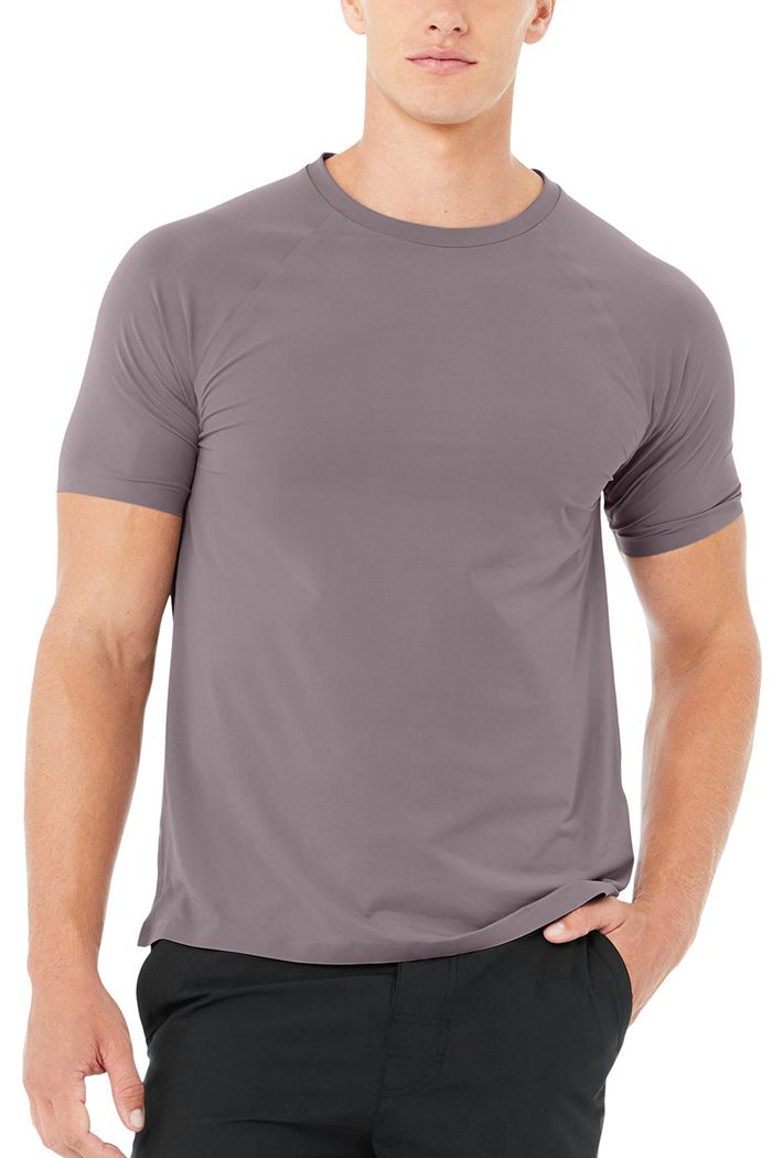 Purple Alo Yoga Idol Performance Tee Men's Short Sleeve | 64912DMBU