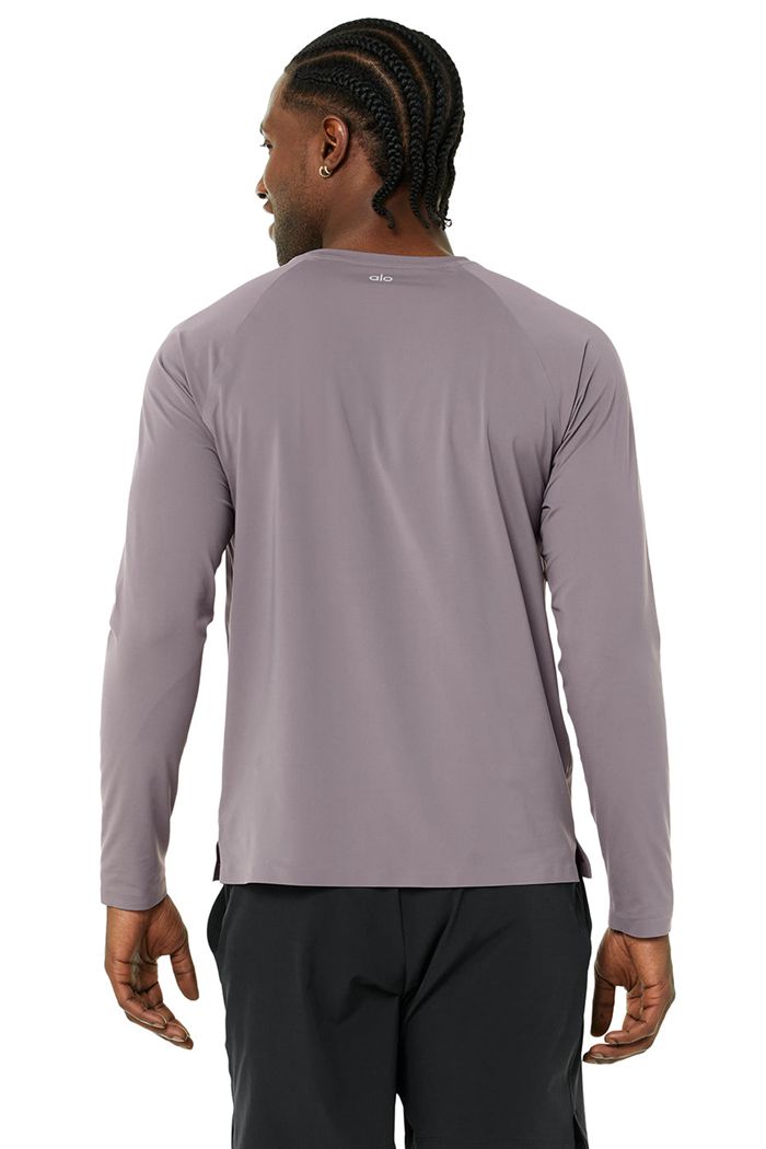 Purple Alo Yoga Idol Performance Tee Men's Long Sleeve | 85729AWSF