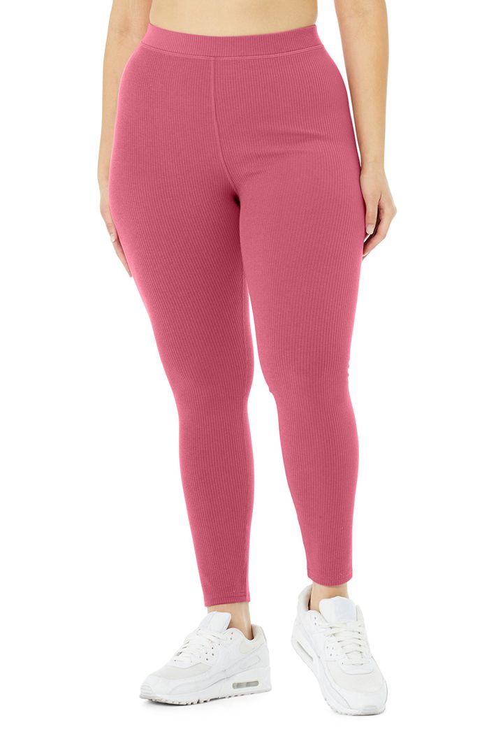 Purple Alo Yoga Ribbed High-Waist 7/8 Blissful Women's Leggings | 81652OZHP