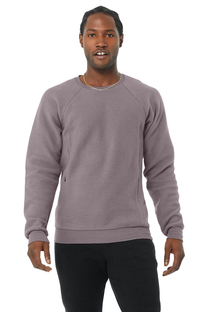 Purple Alo Yoga Triumph Crew Neck Sweatshirt Men\'s Long Sleeve | 49637SOKG