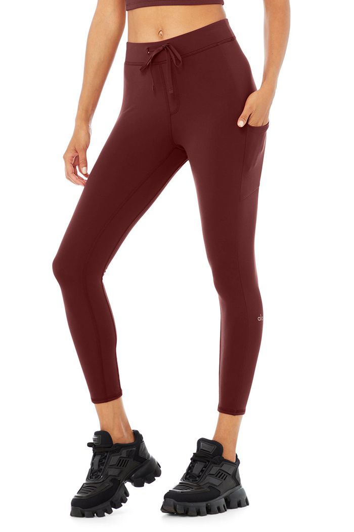 Red Alo Yoga 7/8 High-Waist Checkpoint Women's Leggings | 10935UVZR