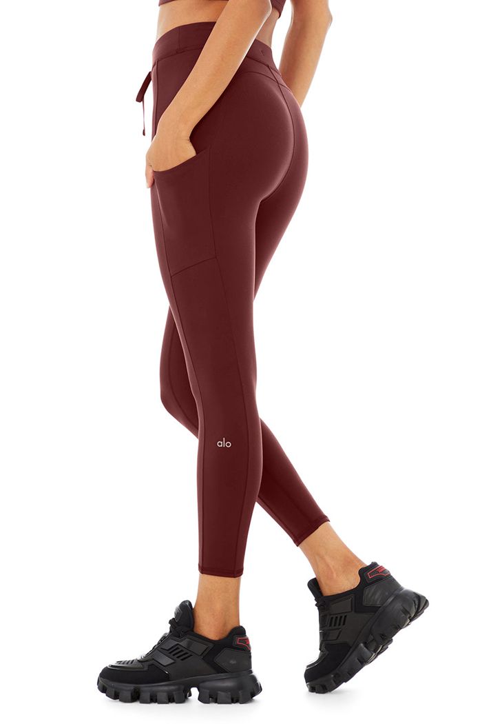 Red Alo Yoga 7/8 High-Waist Checkpoint Women's Leggings | 10935UVZR