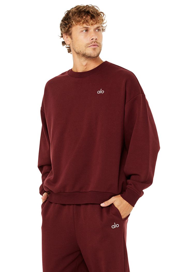 Red Alo Yoga Accolade Crew Neck Men's Pullover | 85293QKUT