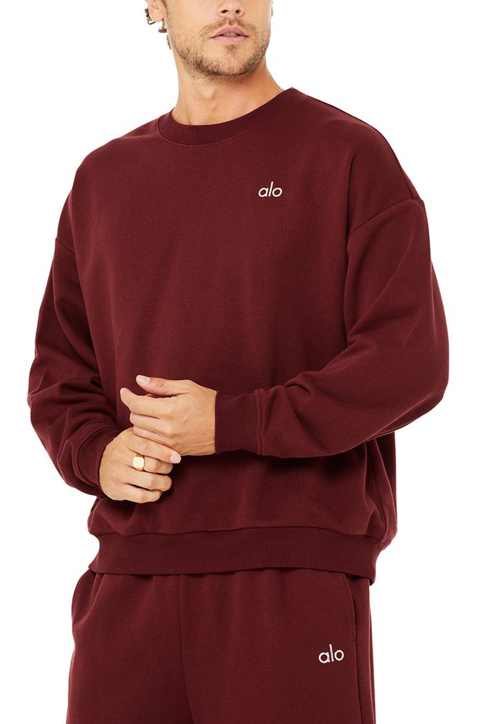 Red Alo Yoga Accolade Crew Neck Men's Pullover | 85293QKUT