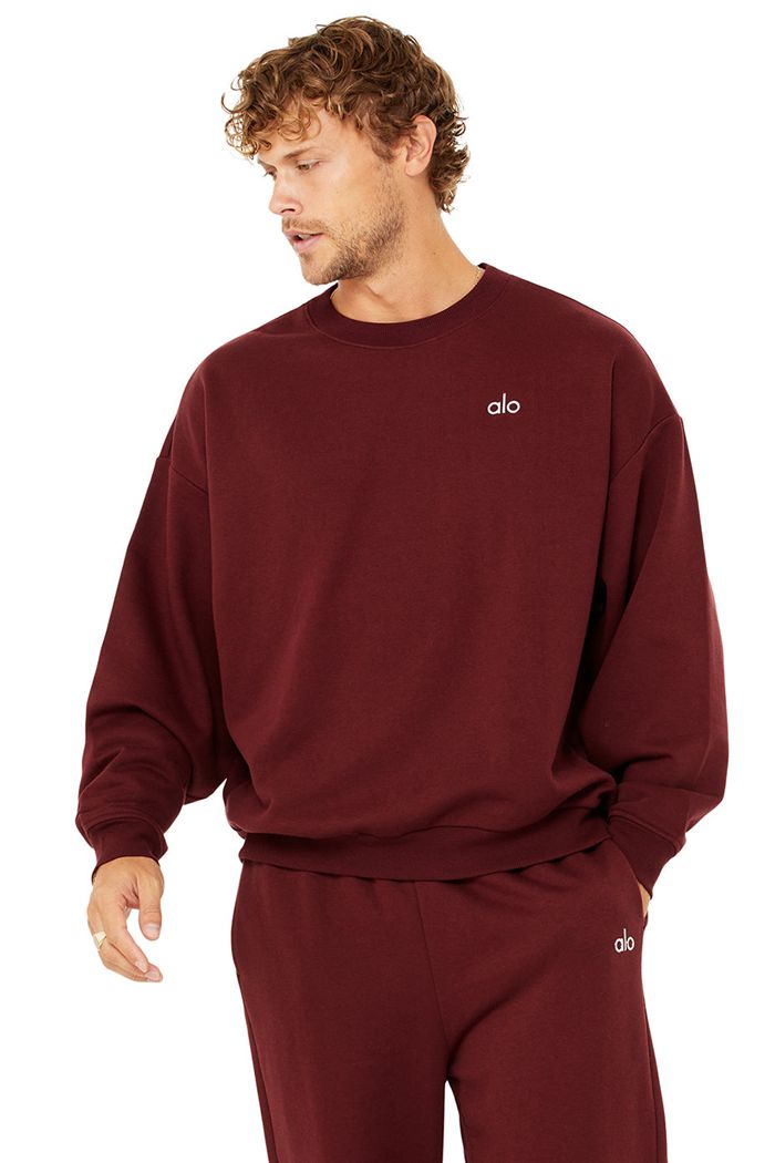 Red Alo Yoga Accolade Crew Neck Men\'s Pullover | 85293QKUT