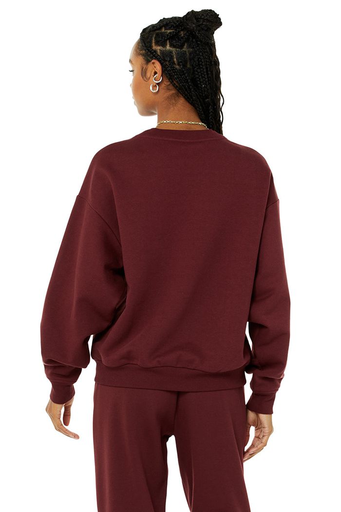 Red Alo Yoga Accolade Crew Neck Women's Pullover | 57340VPHX