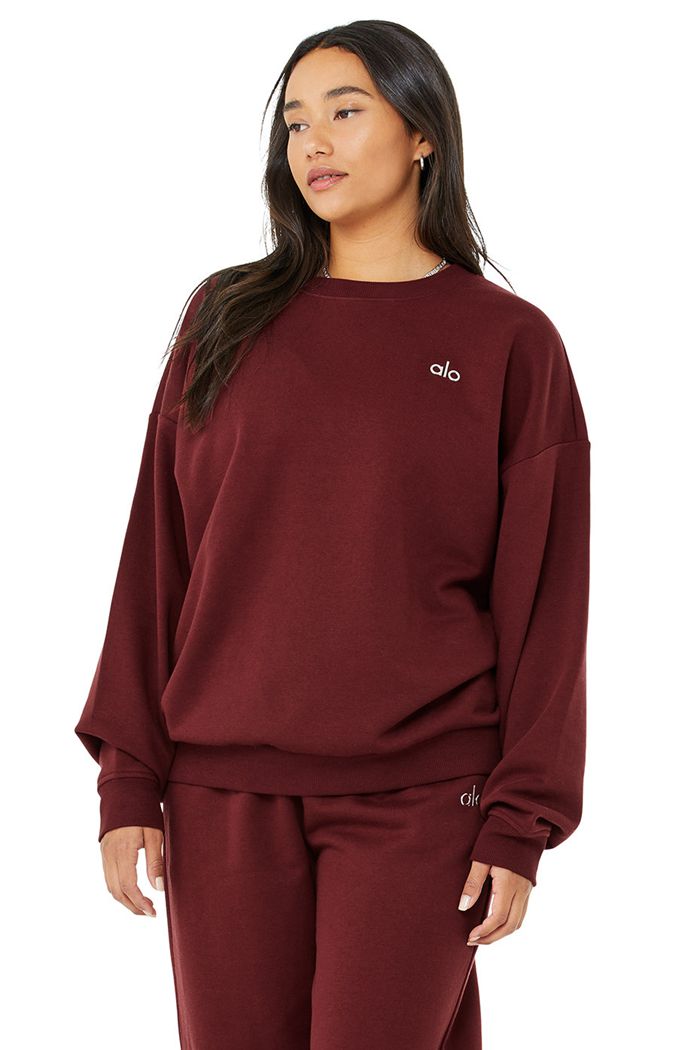 Red Alo Yoga Accolade Crew Neck Women's Pullover | 57340VPHX