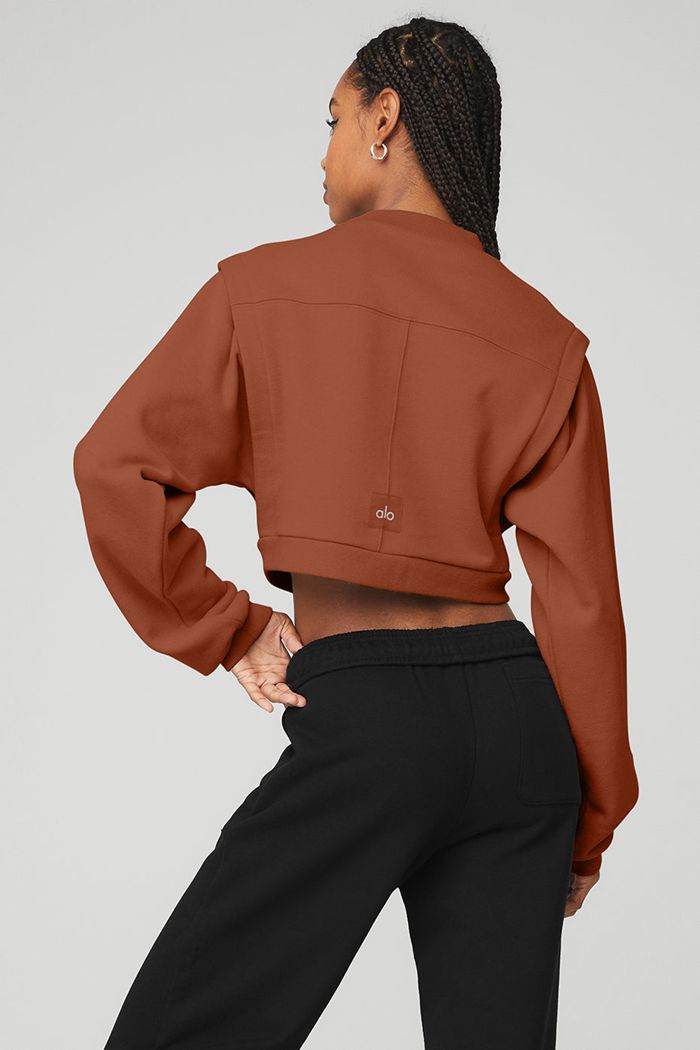 Red Alo Yoga Cropped Fresh Women's Jackets | 57619OQUF