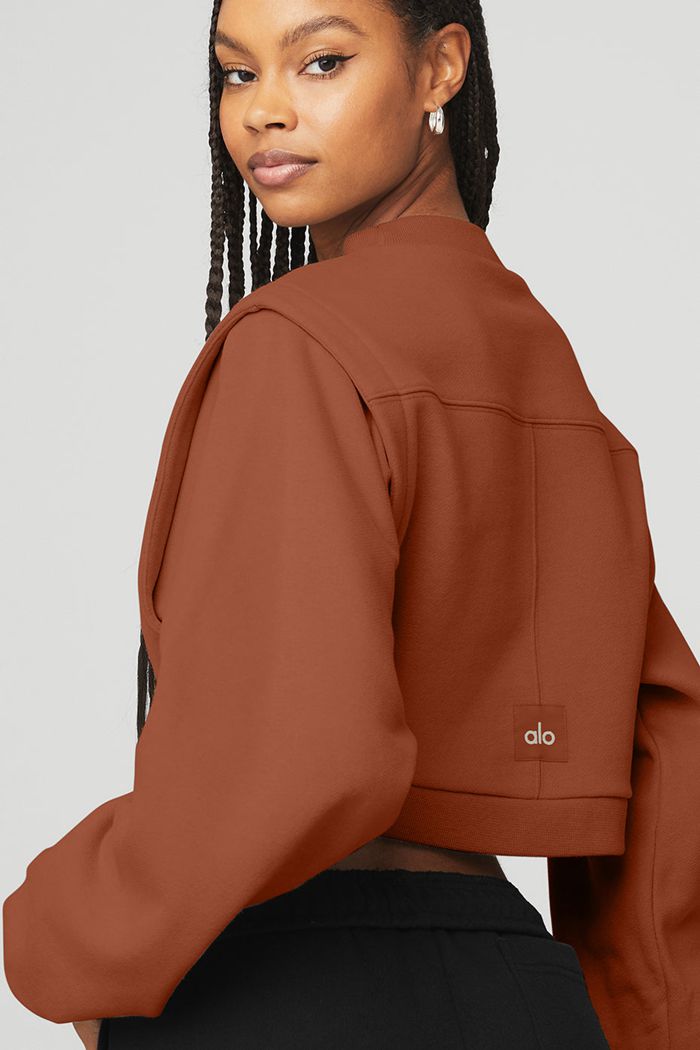 Red Alo Yoga Cropped Fresh Women's Jackets | 57619OQUF