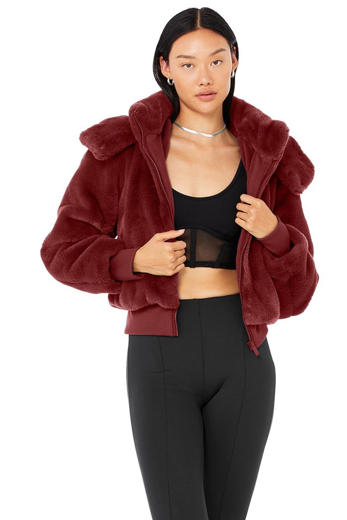 Red Alo Yoga Faux Fur Foxy Women's Jackets | 01724GFSW