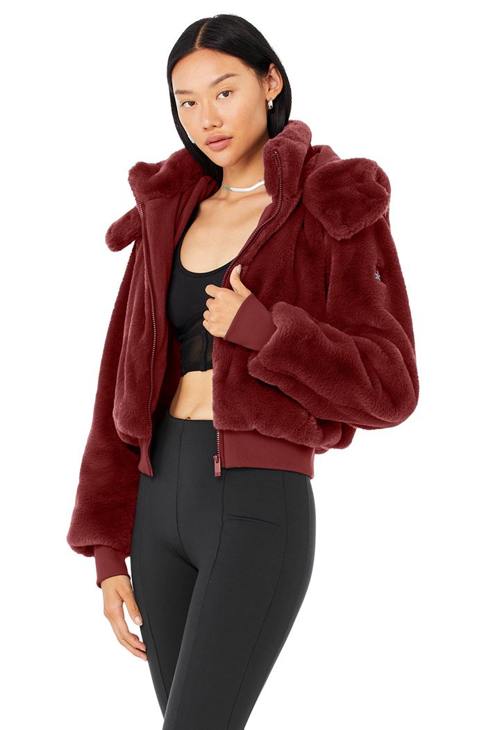 Red Alo Yoga Faux Fur Foxy Women's Jackets | 01724GFSW