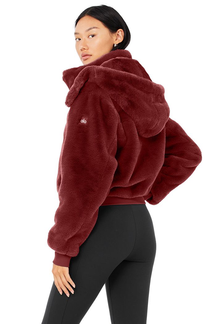 Red Alo Yoga Faux Fur Foxy Women's Jackets | 01724GFSW