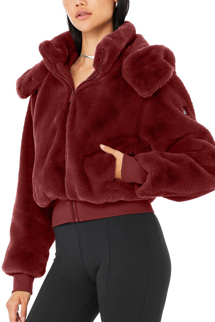 Red Alo Yoga Faux Fur Foxy Women's Jackets | 01724GFSW