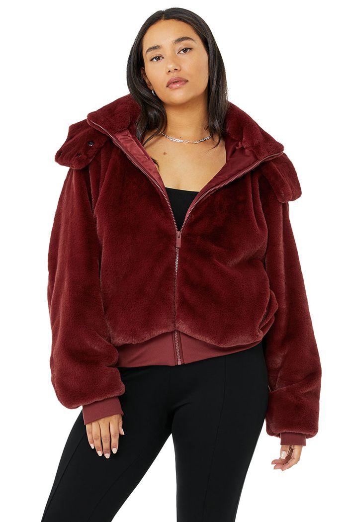 Red Alo Yoga Faux Fur Foxy Women's Jackets | 01724GFSW