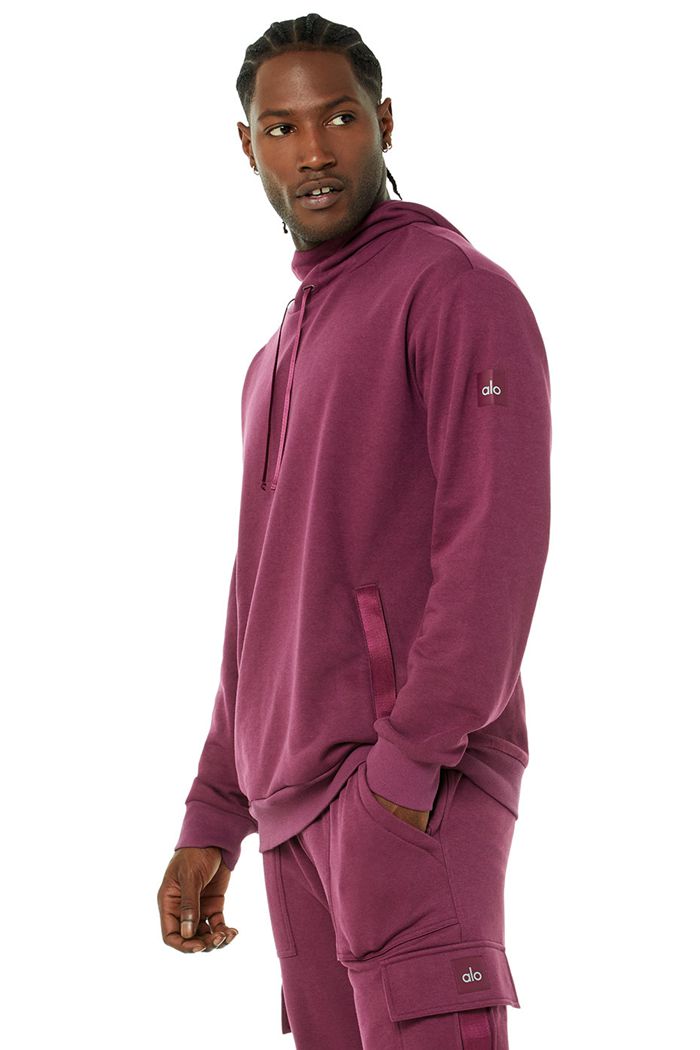 Red Alo Yoga Highline Men's Hoodie | 40968HVXW