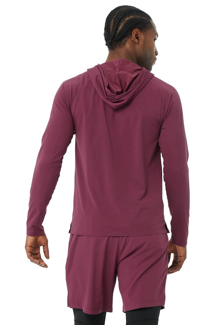 Red Alo Yoga Idol Hooded Runner Men's Hoodie | 83750BSYP