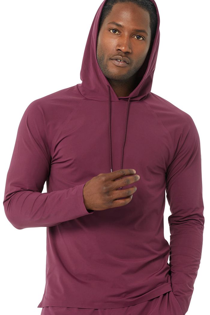 Red Alo Yoga Idol Hooded Runner Men's Hoodie | 83750BSYP