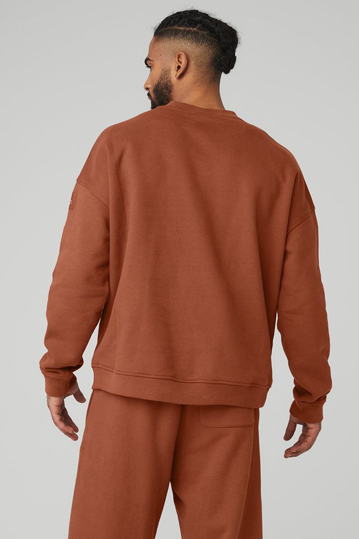 Red Alo Yoga Renown Heavy Weight Crew Neck Men's Pullover | 18059SHOG