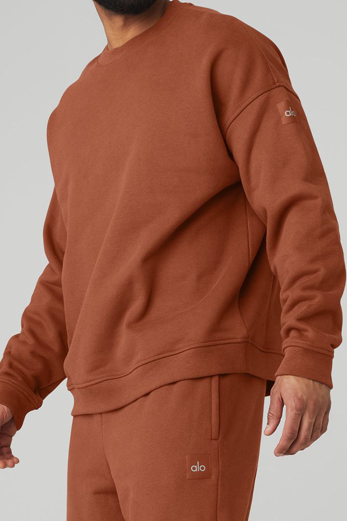 Red Alo Yoga Renown Heavy Weight Crew Neck Men's Pullover | 18059SHOG