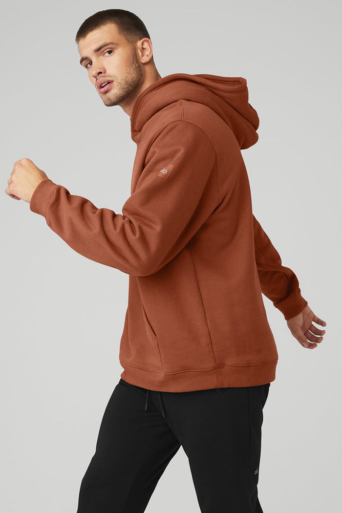 Red Alo Yoga Renown Men's Hoodie | 46297DINR