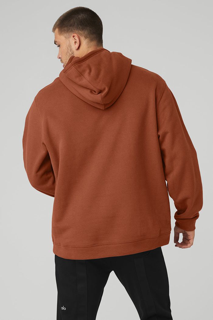 Red Alo Yoga Renown Men's Hoodie | 46297DINR