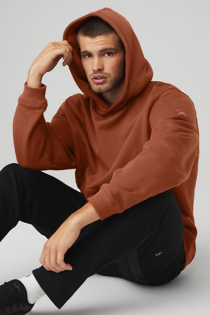 Red Alo Yoga Renown Men's Hoodie | 46297DINR