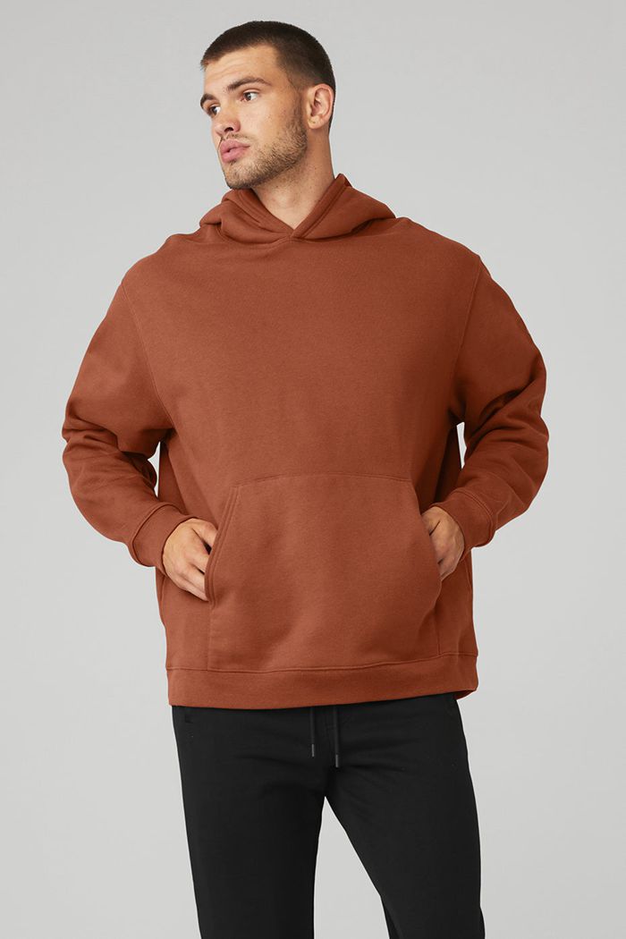 Red Alo Yoga Renown Men\'s Hoodie | 46297DINR