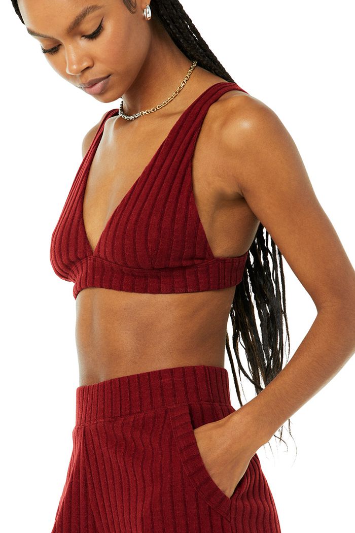 Red Alo Yoga Ribbed Take Comfort Women's Bras | 21794XYUK