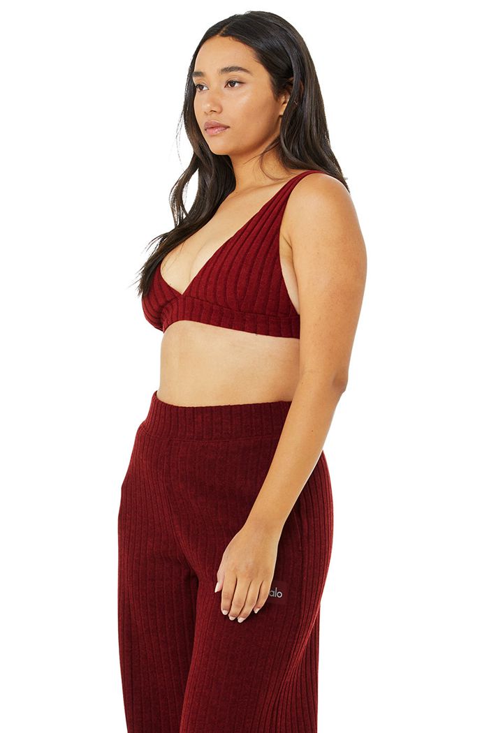 Red Alo Yoga Ribbed Take Comfort Women's Bras | 21794XYUK