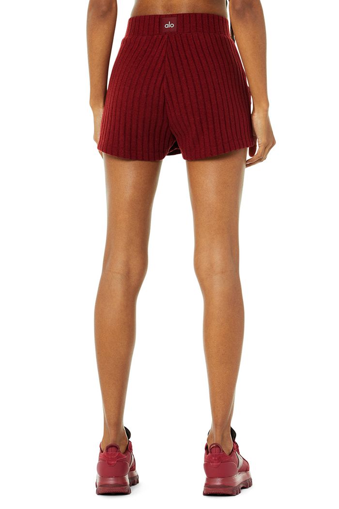 Red Alo Yoga Ribbed Take Comfort Women's Short | 91245UWZK