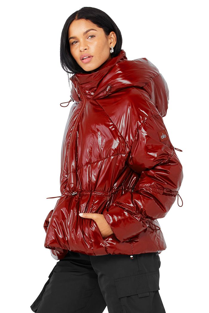 Red Alo Yoga Stunner Puffer Women's Jackets | 57261MGAJ