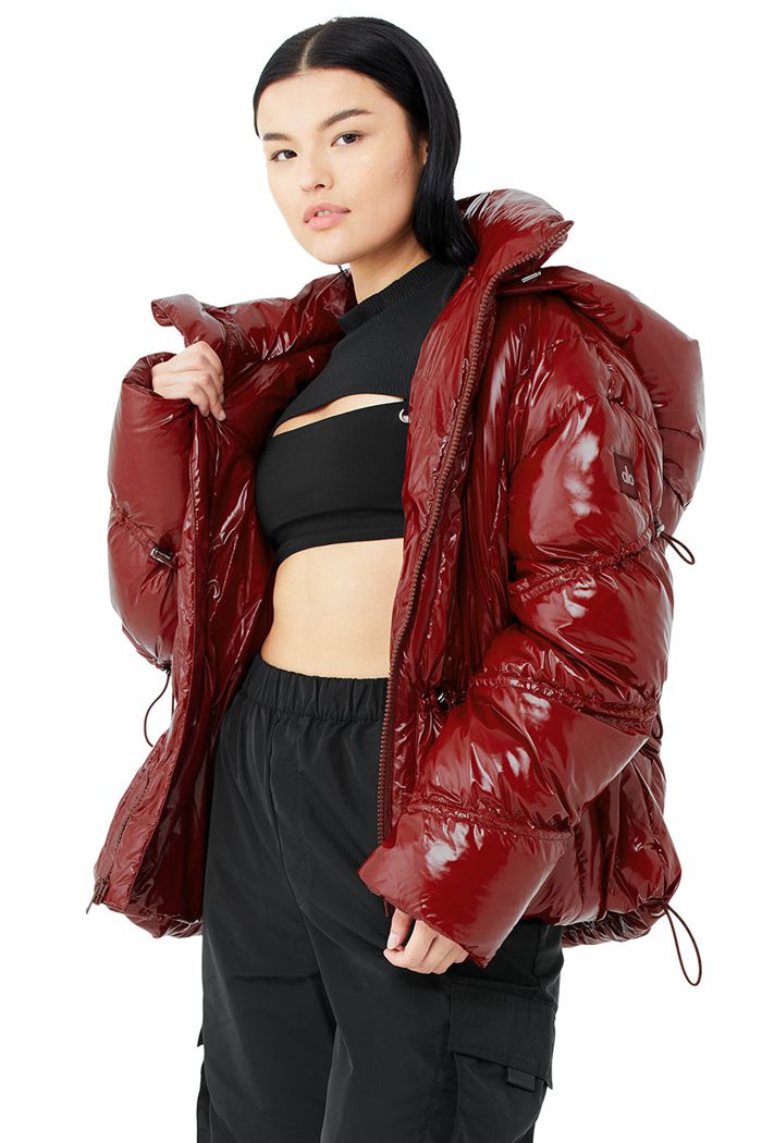 Red Alo Yoga Stunner Puffer Women's Jackets | 57261MGAJ