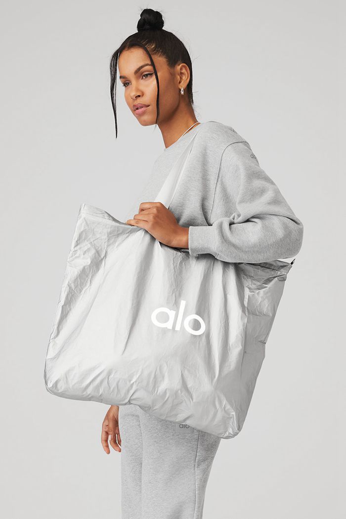 Silver Alo Yoga Keep It Dry Packable Tote Women's Bags | 31572MDRX