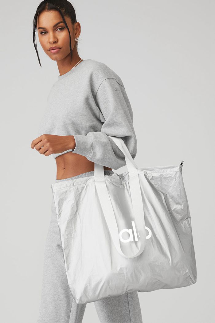 Silver Alo Yoga Keep It Dry Packable Tote Women's Bags | 31572MDRX