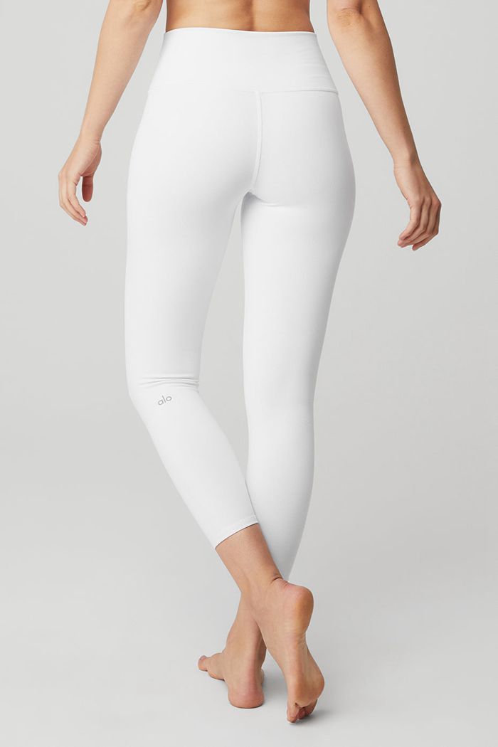 White Alo Yoga 7/8 High-Waist Airbrush Women's Leggings | 36102LNHY