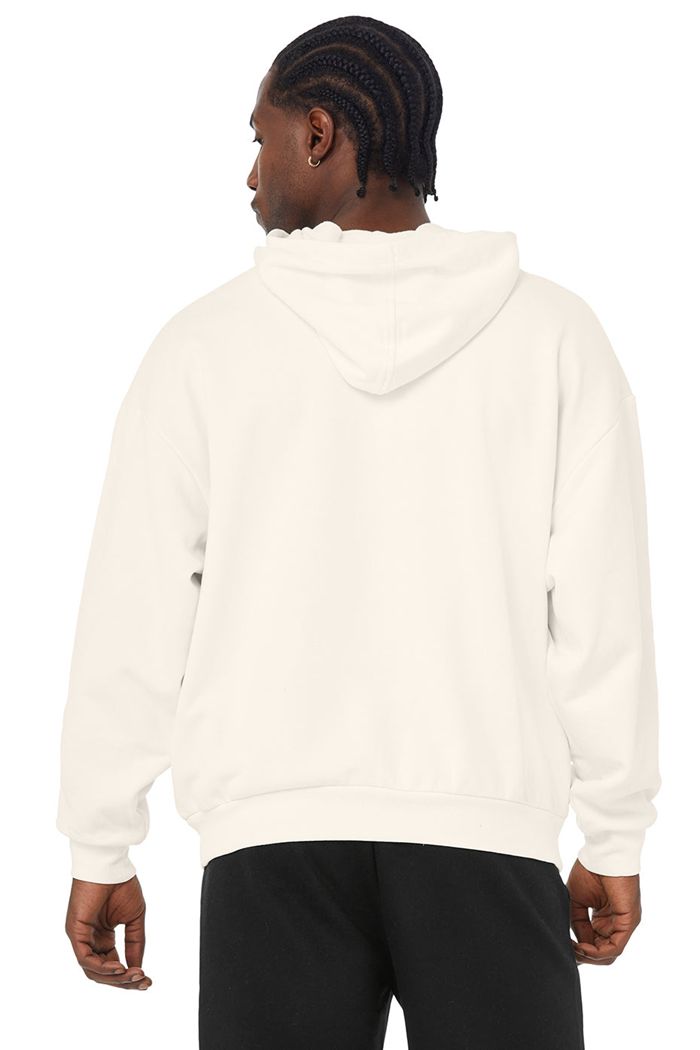 White Alo Yoga Accolade Men's Hoodie | 82657AGVC